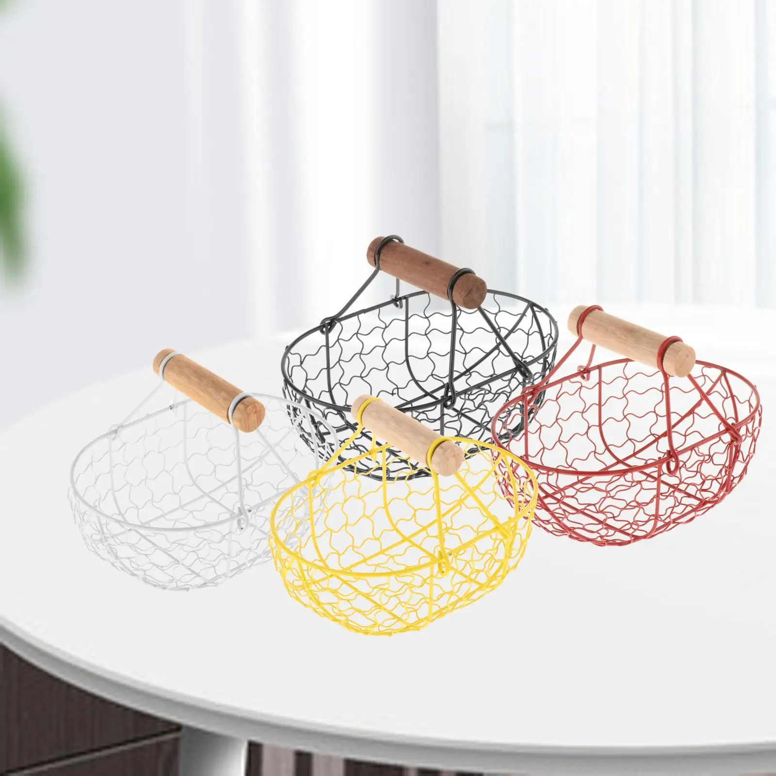 Rustic Fruit Basket Centerpieces Dining Table Display Rack Metal Mesh for Picnic