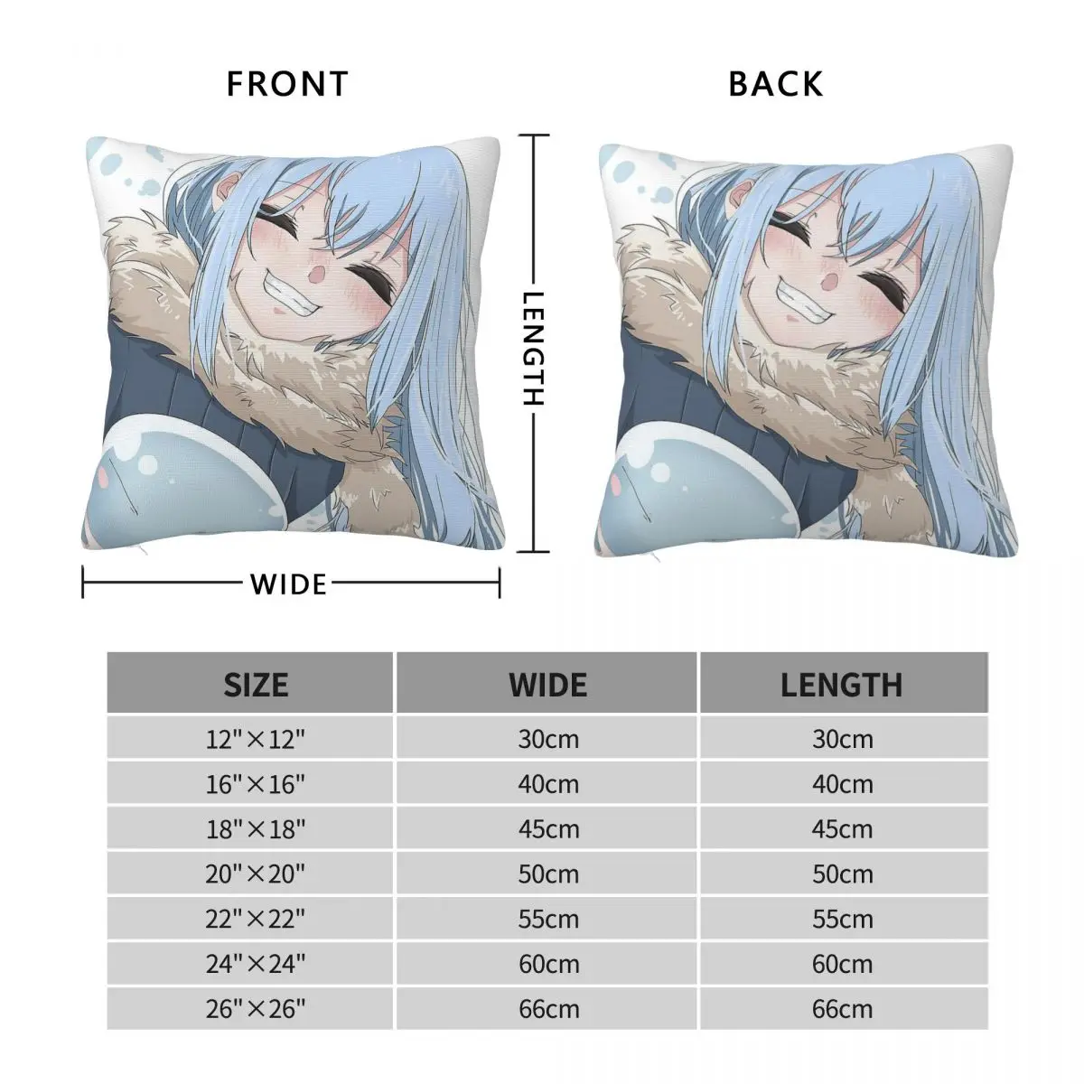 Rimuru Tempest Tensei Shitara Square Pillowcase Polyester Linen Velvet Printed Zip Decorative Home Cushion Cover 18