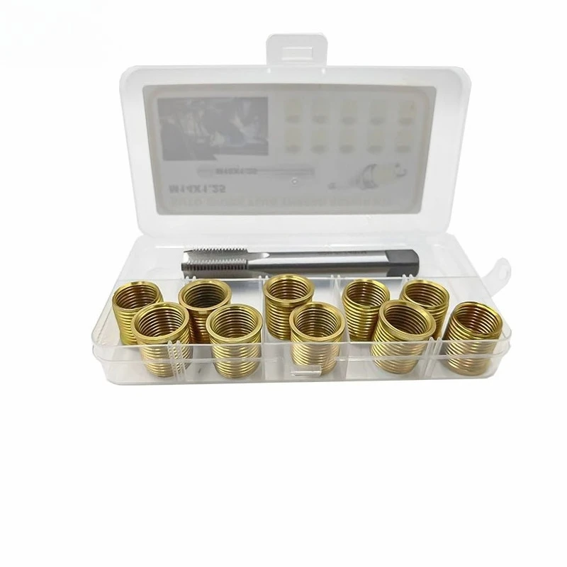 13Pcs Spark Plug Thread Repair Tool Set, M14×1.25 Carbon Steel Yellow Zinc Plated Inserts & Taps for Auto Repair