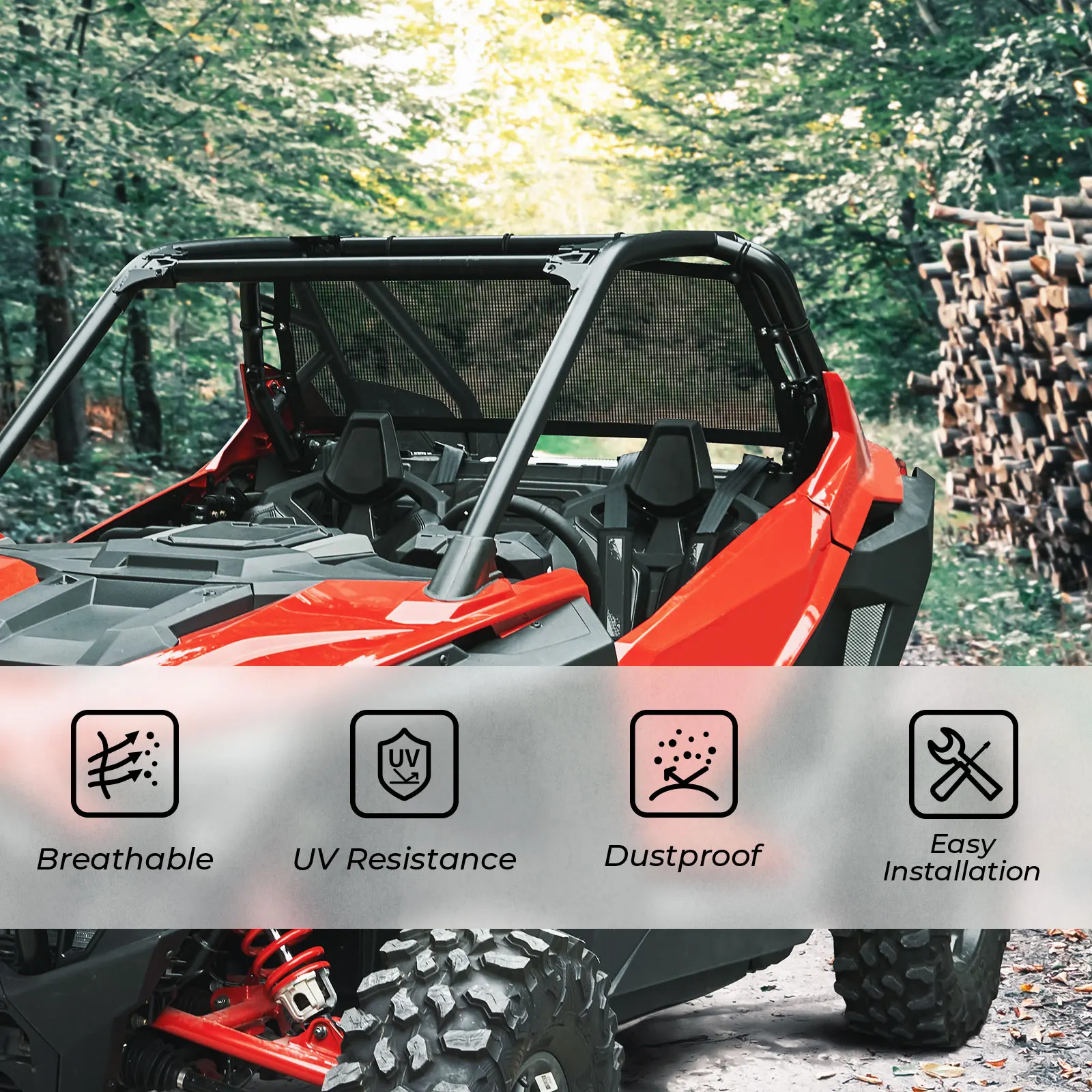 KEMIMOTO UTV Rete morbida per lunotto posteriore compatibile con Polaris RZR PRO XP, RZR PRO XP4 2020-2023 Protezione solare UV