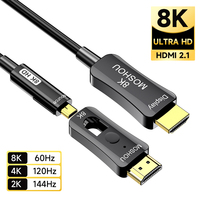 MOSHOU HDMI Fiber Optic Cable 8K 60Hz Long HDMI 2.1 Cable in Wall Dual Micro HDMI Standard HDMI Connectors for RTX4090/4080