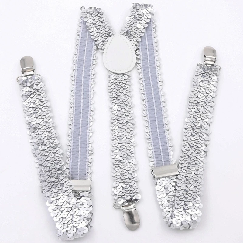 Men Trousers Sequin Suspenders Strong Clip Heavy Duty Braces Size Suit All