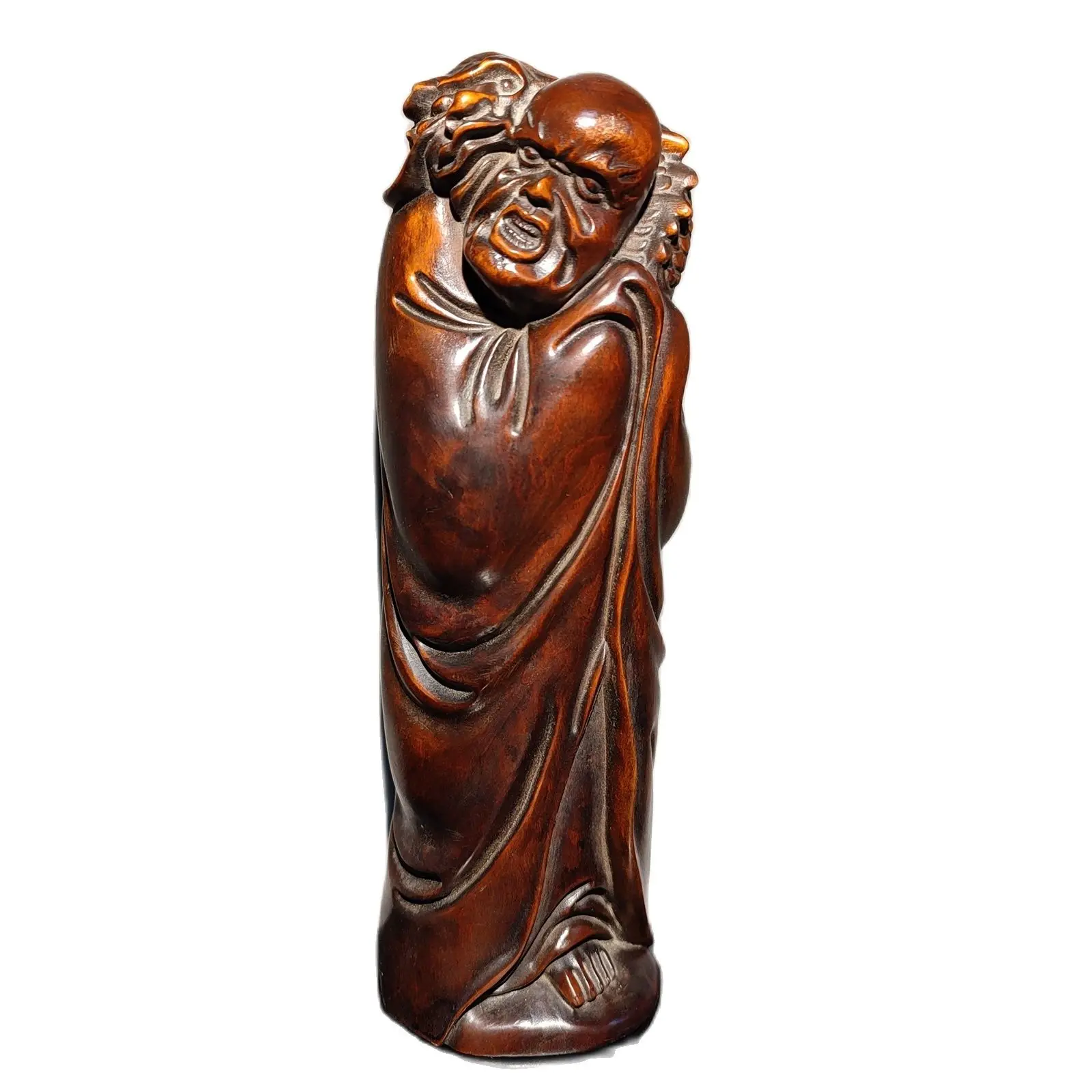 

vintage wood carving Boxwood wooden sculpture Buddha dragon statue sculpture decor souvenir amusing