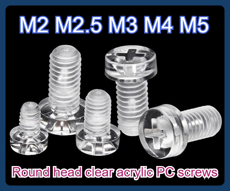 

Round head clear acrylic PC screws M2 M2.5 M3 M4 M5