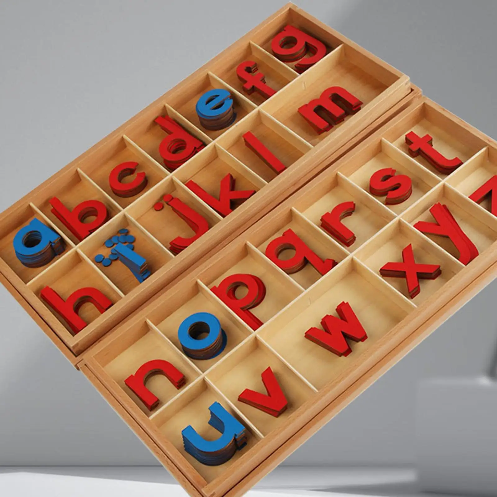 Movable Alphabet with Box Wooden Alphabet Letters for Consonants Vowels