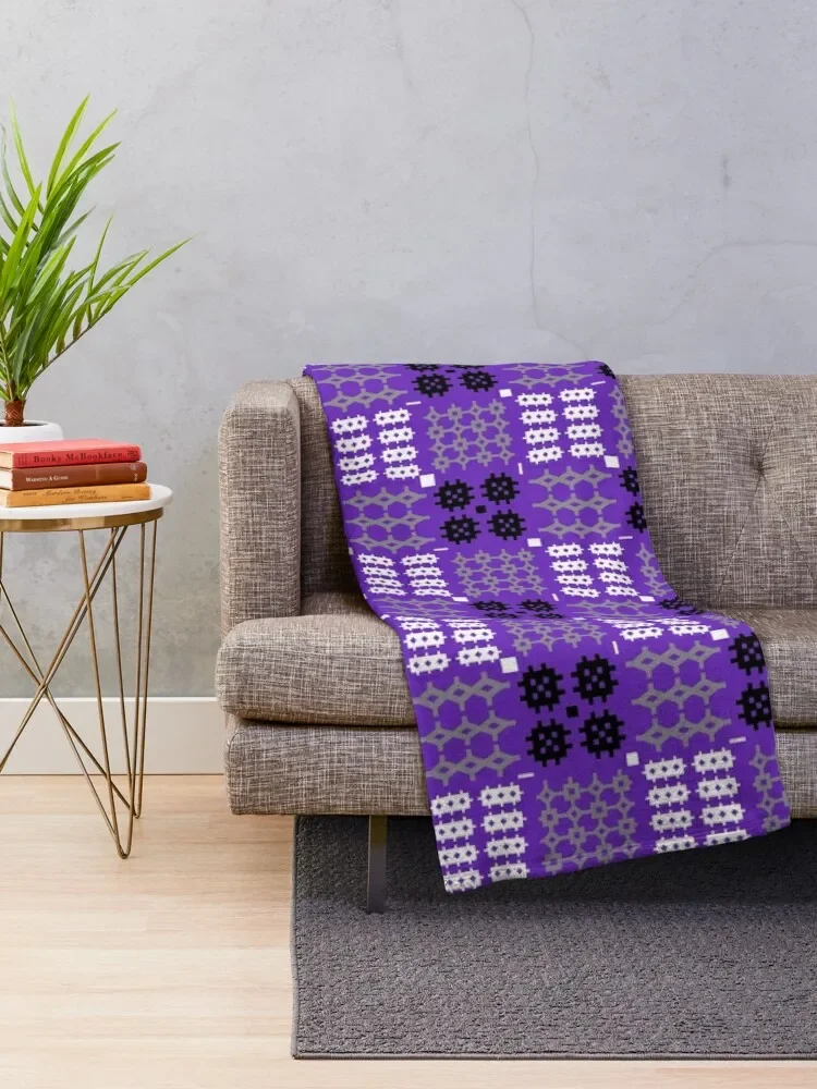 Welsh Tapestry Pattern, Carthen Cymraeg, Cymreig (purple) Throw Blanket Picnic Luxury Throw Blankets