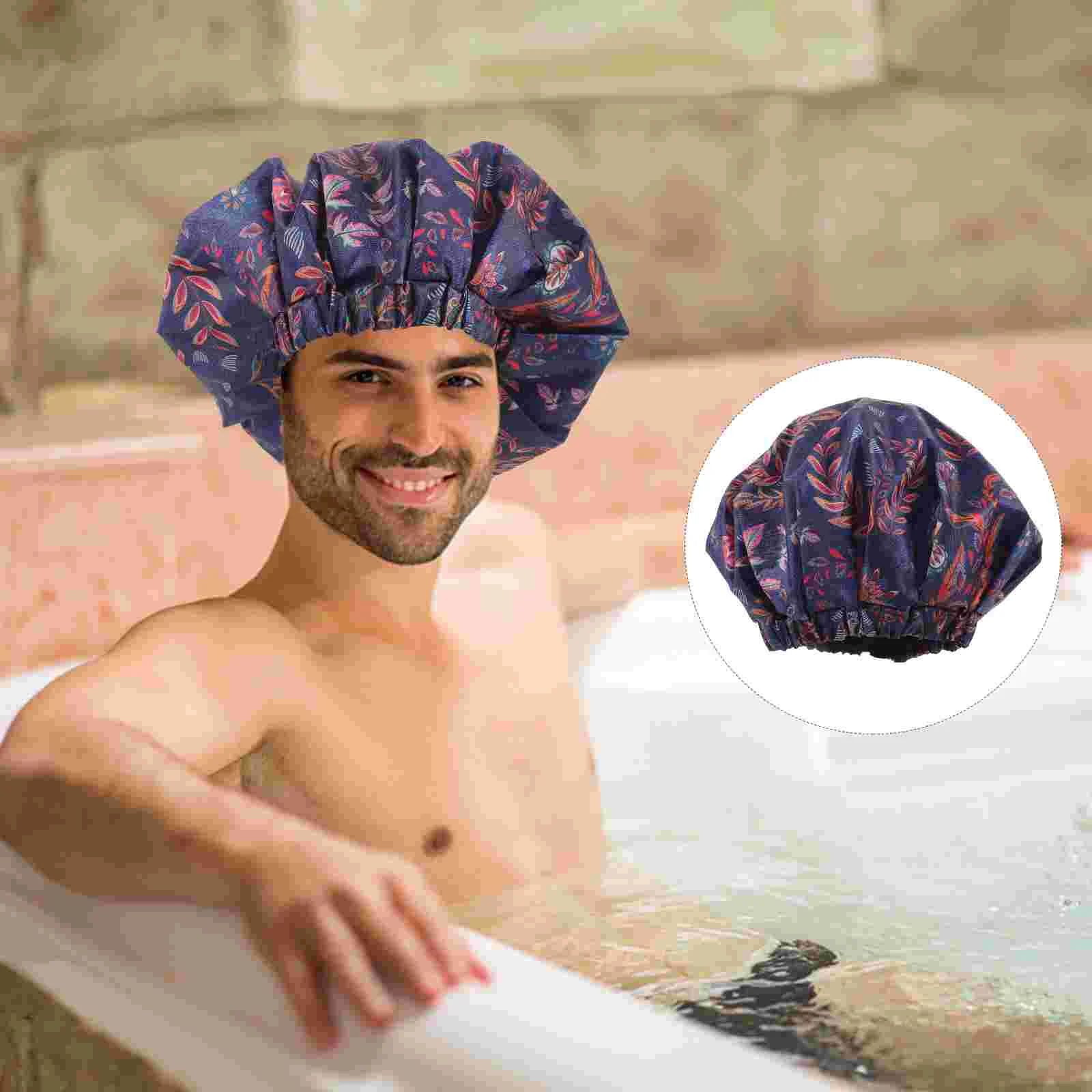 Shower Cap Waterproof Bathing Caps Men Silk Sleeping Bonnet Elasticity Hats Fabric Double Layer Man The