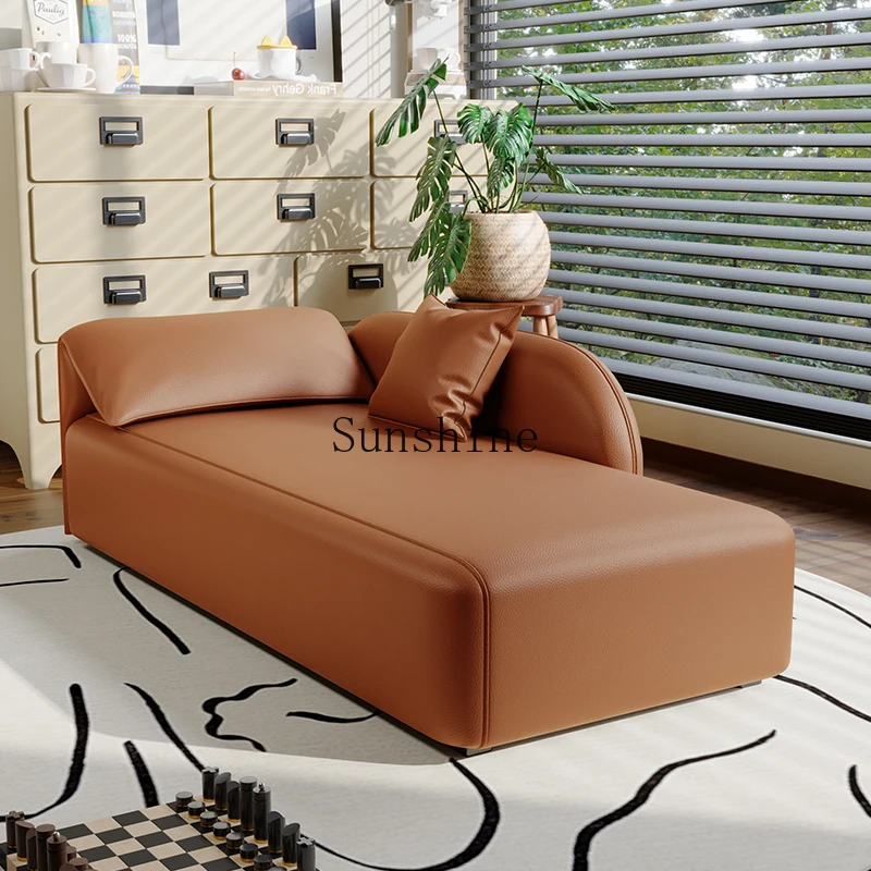 Modern simple leather chaise longue living room single sofa