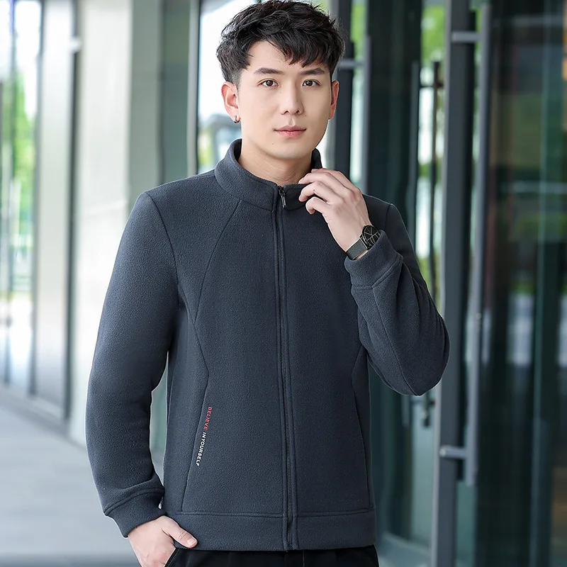 Giacca da pesca Cappotto in pile comodo e caldo da esterno Cappotto casual da lavoro autunno inverno da uomo con colletto rialzato resistente al freddo