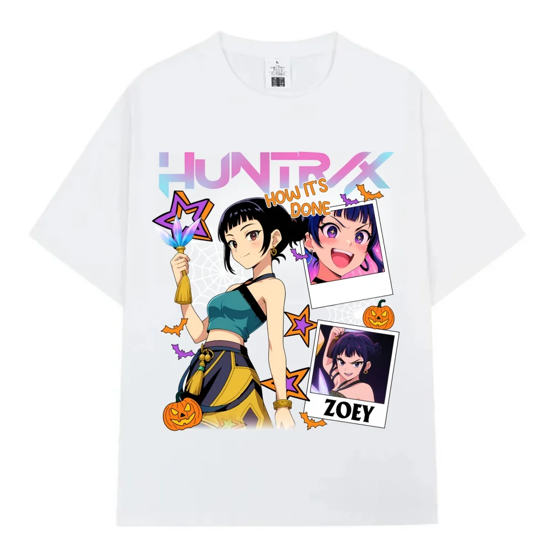 موضة جديدة KPop شيطان الصيادين طباعة الجرافيك تي شيرت النساء الرجال موضة عادية كم قصير قميص تي شيرت Harajuku الرجال الملابس