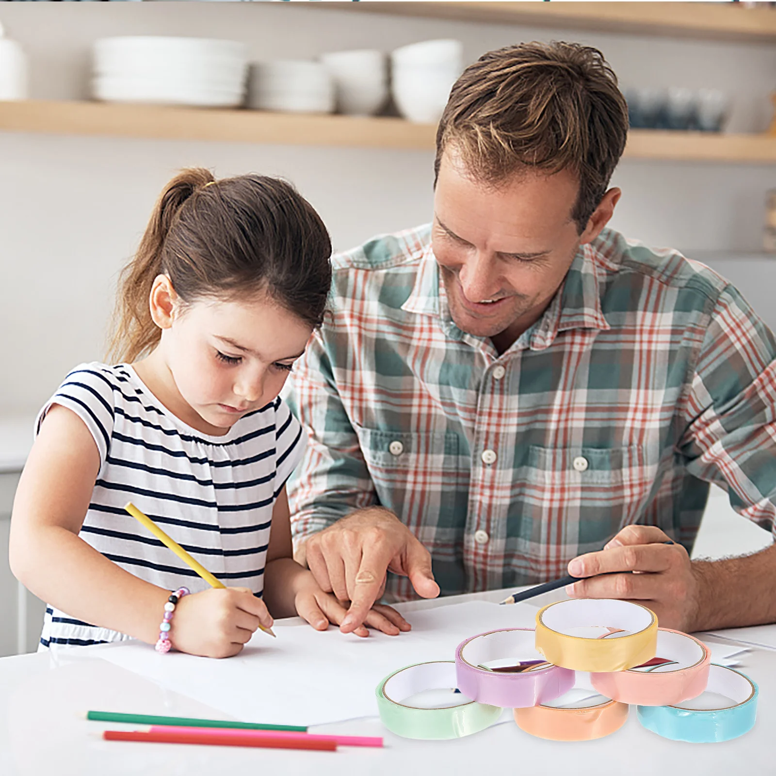 

6 Rolls Colored Sticky Ball Tape Decompression Stress Relief Adhesive Craft Tape Sensory Fun for Relaxation and Study