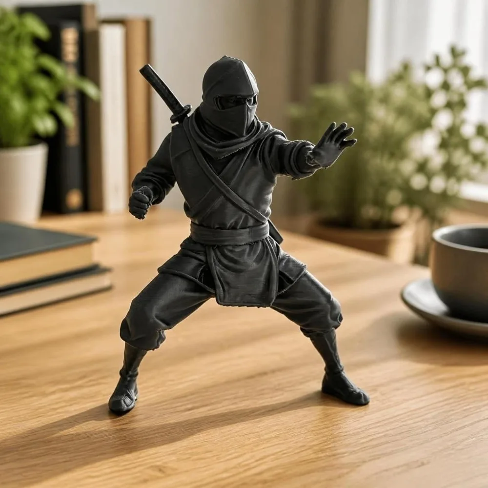 Creative Sitting Pose Ninja Ornaments Dark Style Home Decor Zen Statue 3D Printed Warrior Figurine Home