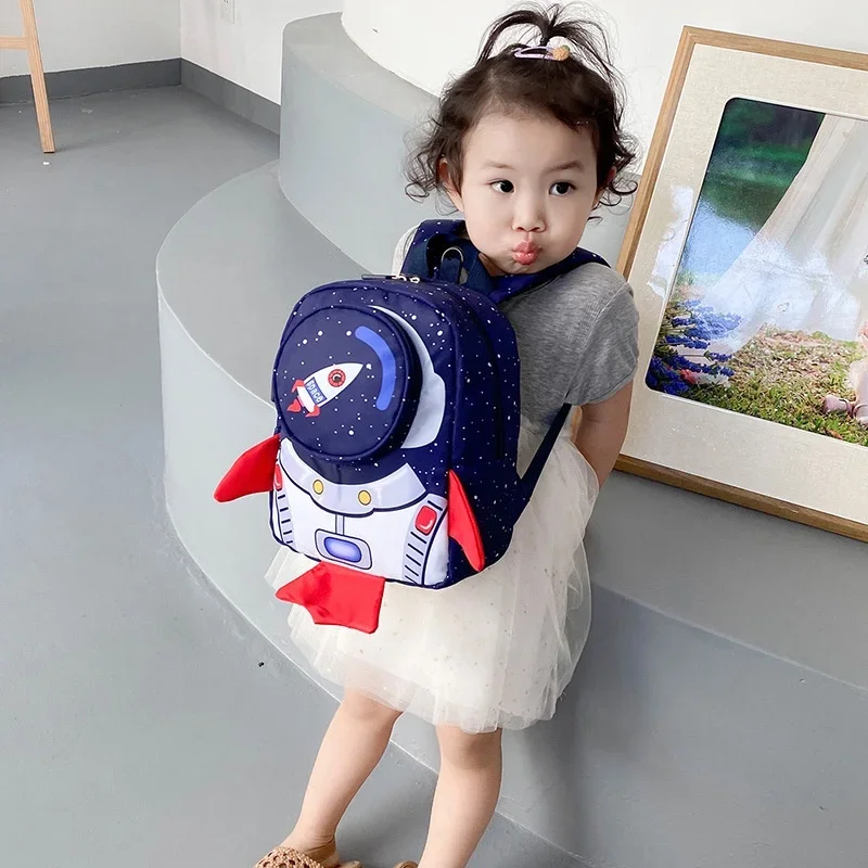 Disney Kids Backpack Painting Rocket School Kids Backpack Large Capacity Backpack Graffiti Bag Pattern Bag Space Pattern