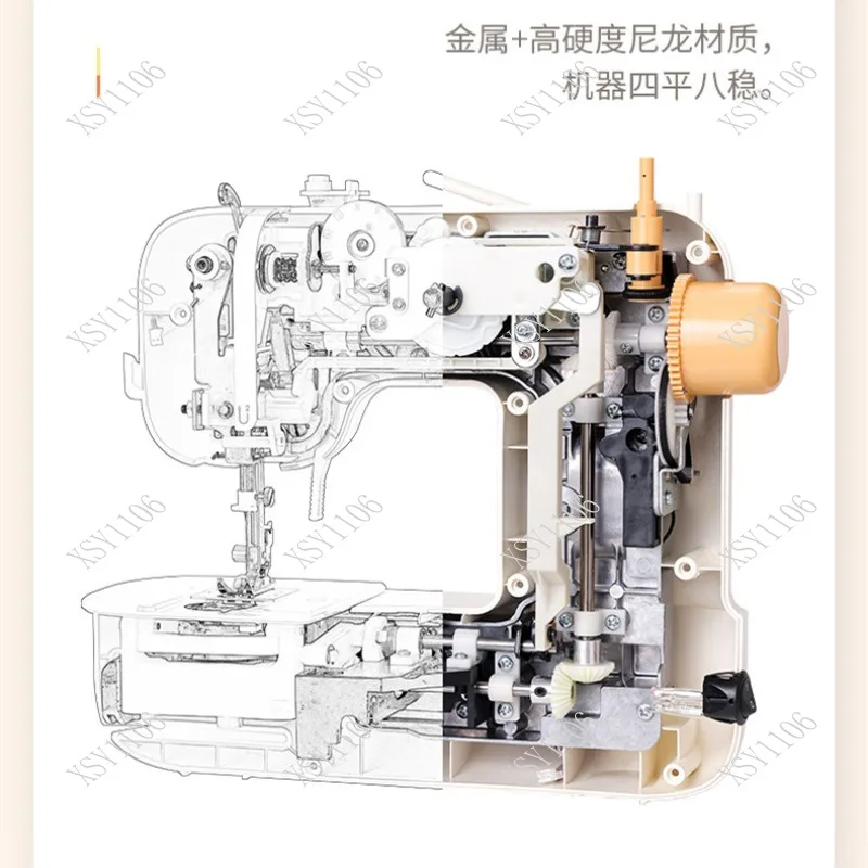 Mini Electric Sewing Machine Multifunctional Desktop Home Tool for Thick Fabric with Carry Handle Household Sewing Machine