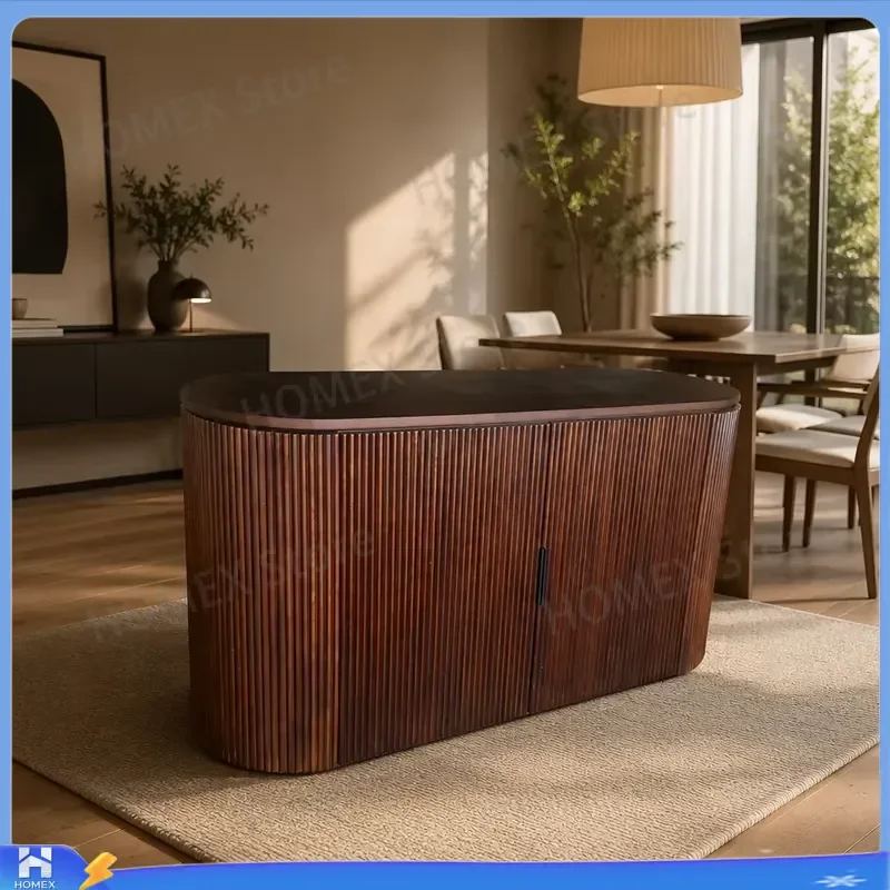Luxury American Solid Wood Media Cabinet Sideboard Multi-functional Eco-friendly Living Room Storage Furniture Console Table