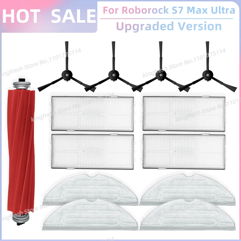 Passend für Roborock S7 Max Ultra Q100TSC Roboter Staubsauger-Teile Hauptwalze Seitenbürste HEPA-Filter Mopptuch Staubbeutel Ersatzteile Zubehör