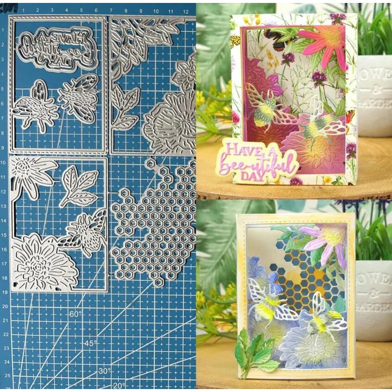 

Metal Cutting Dies Boxes Bees Scrapbooking Embossing Paper Card Crafts Stencils