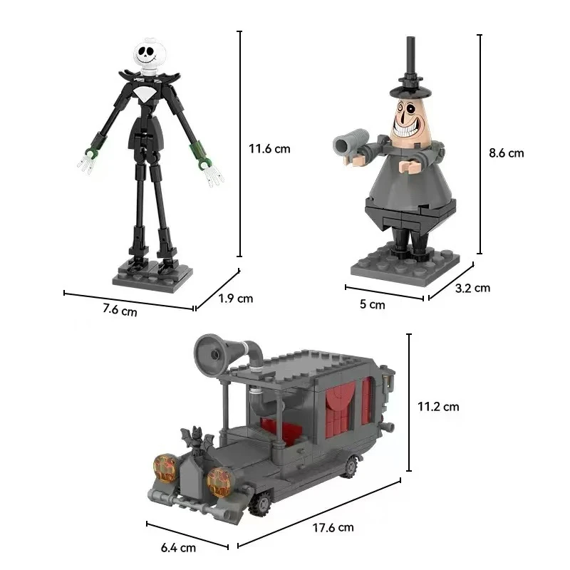 Halloween toy living room decorations, DIY house horror car food truck model assembly, children's building blocks holiday gifts
