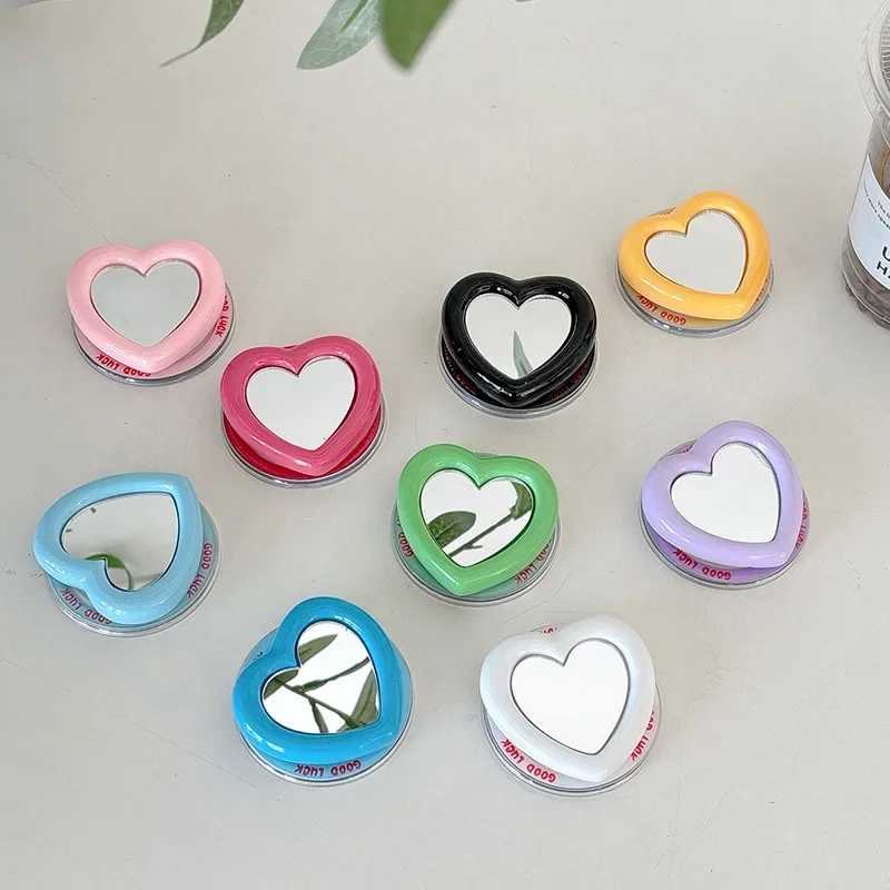 Macaroon Color Love Heart Mirror Magnetic Holder Cute Phone Bracket for iPhone Universal Accessories Finger Holder For Magsafe