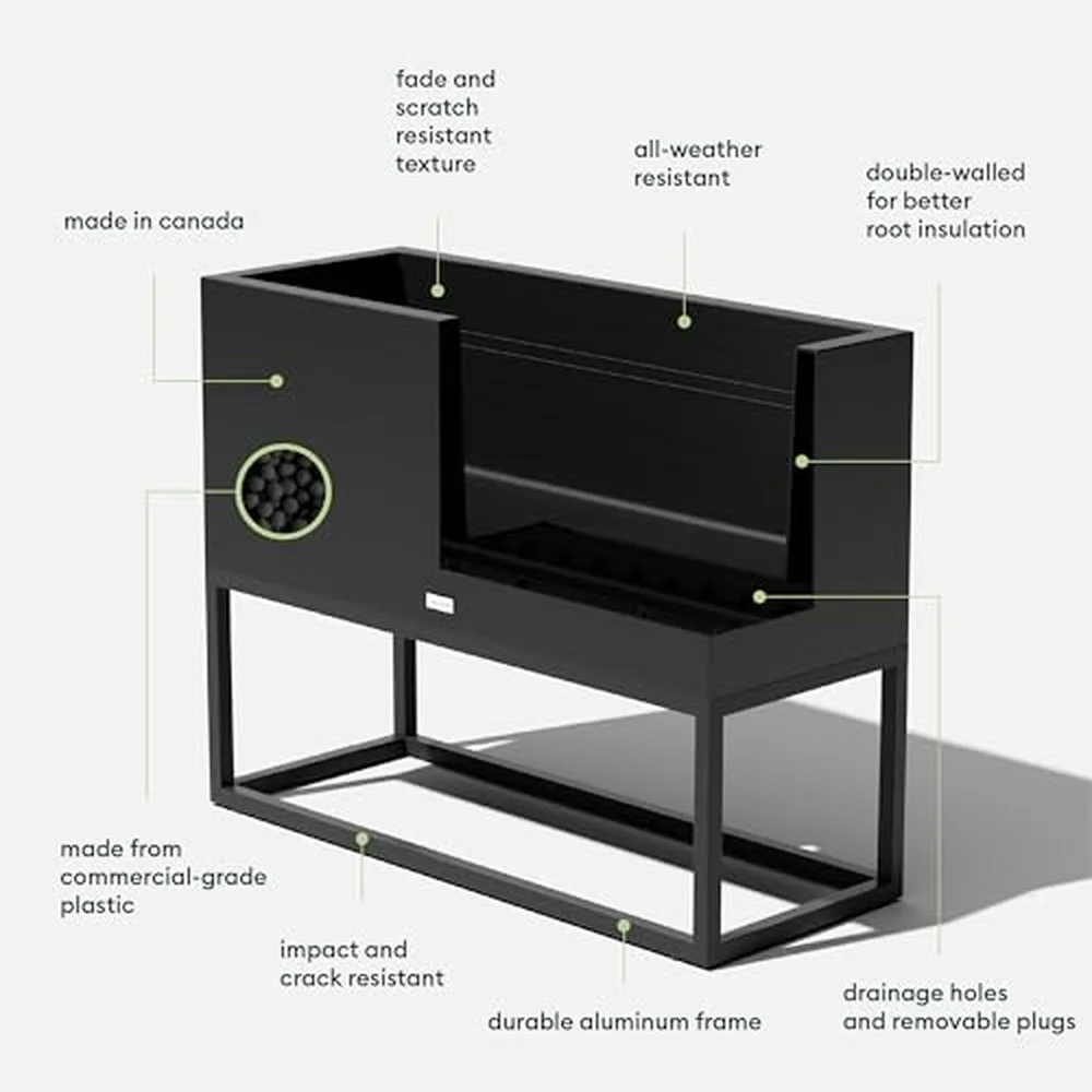 Block Series Raised Long Box Planter Outdoor Planter with Stand
