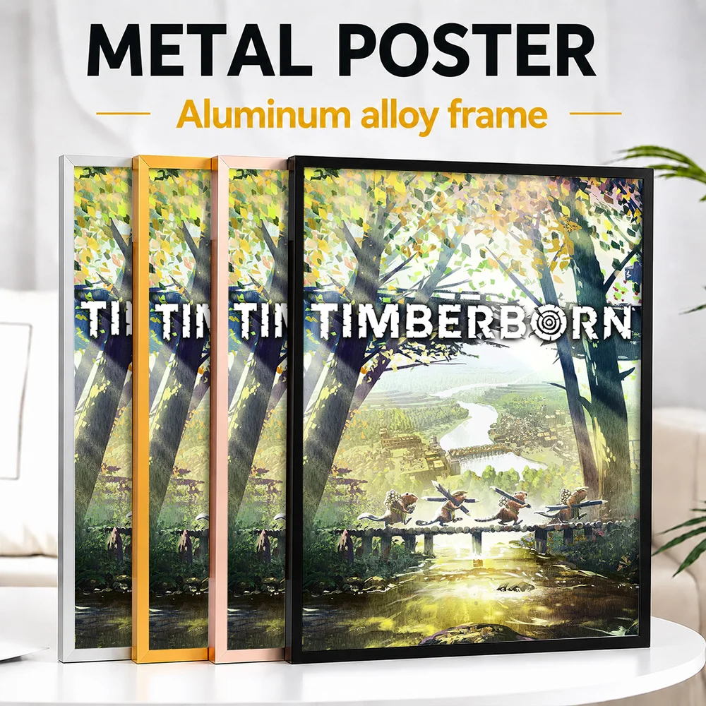 Timberborn Game Framed Aluminum Metal Poster Customized Photo Dynamic Adventure Style Wall Art For Bedroom Arcade Lover Gift
