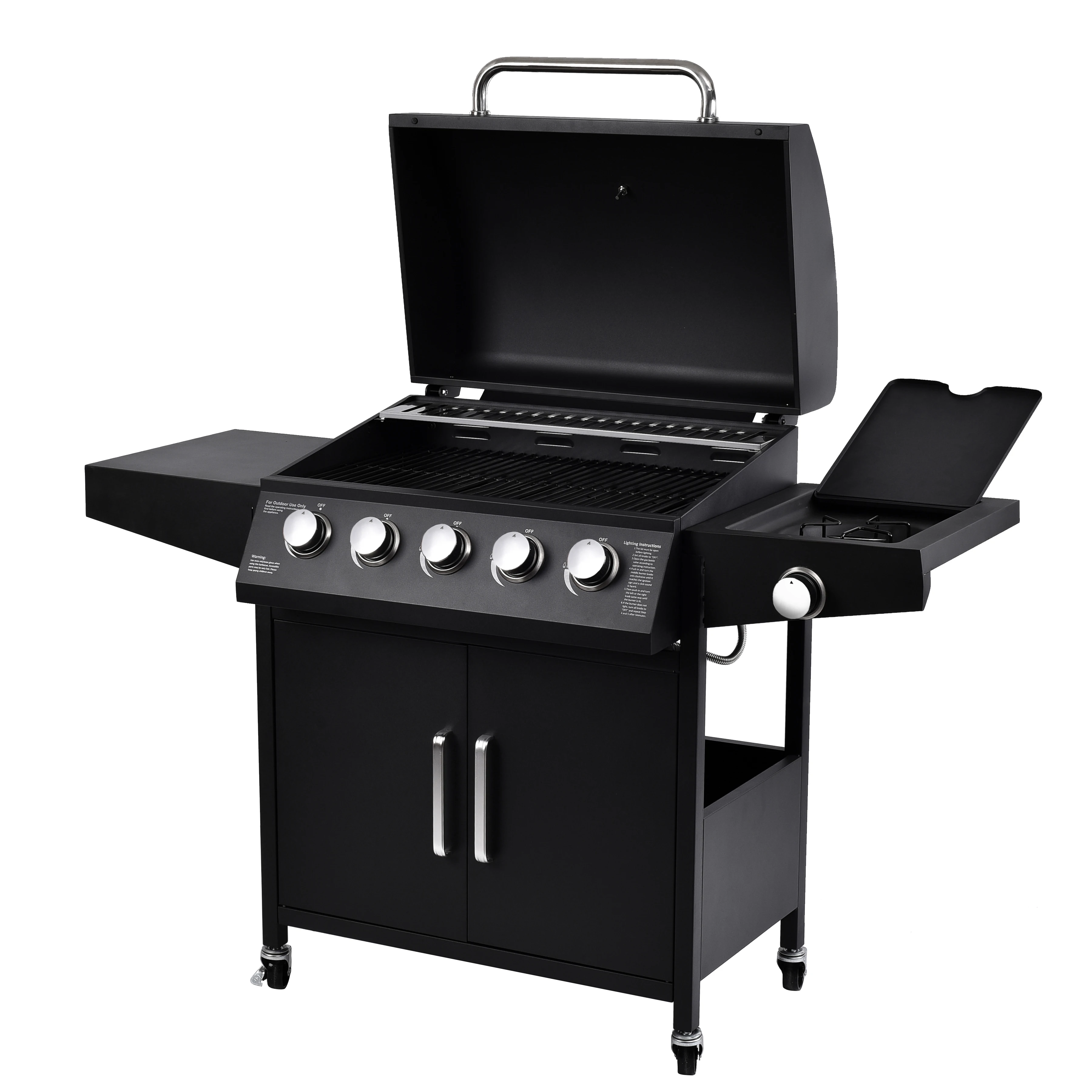 5 Burner Smokeless Propane Gas Outdoor Camping Bbq Cooking Oven Grill Barbecue Gas Rotisserie Table Grill With Side Burner Stove