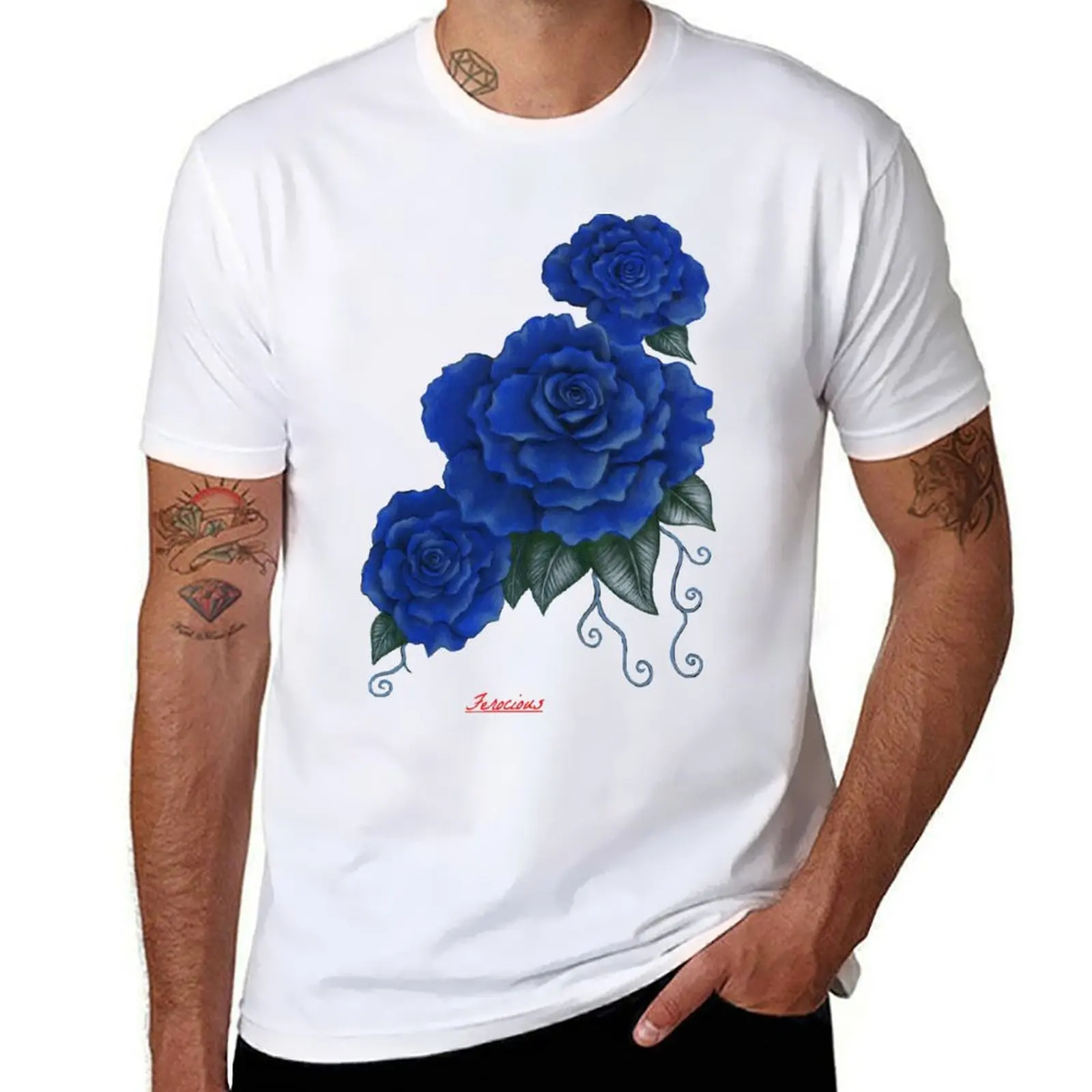 

Blue Roses T-Shirt cotton t shirt man cotton t shirts man 100% T-Shirt