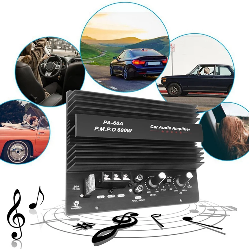 12V 600W Car Audio Power Amplifier Boord Lossless Subwoofer High Power Mono Channel Car Audio Accessories