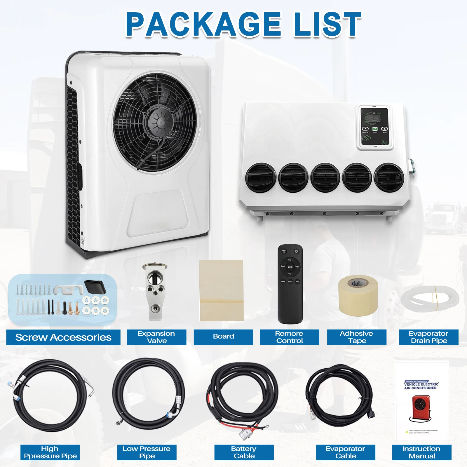 트리리고 12V 24V 12000BTU 자동차 트럭 전기 주차 에어컨 캠핑카 밴 트랙터 자동차용 분리형 에어컨 2024