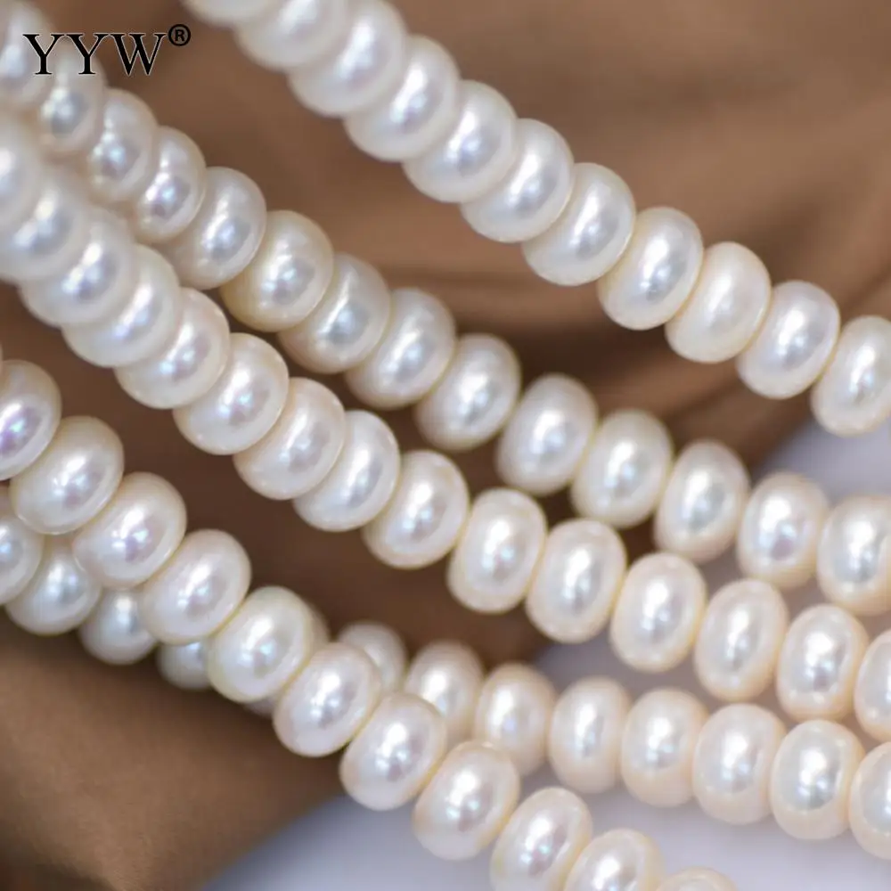 DIY Natural Freshwater Pearl Beads Flat Round Pearls DIY Earrings Loose white 10-11mm Steamed Bread Type Jewelry Making Bracelet