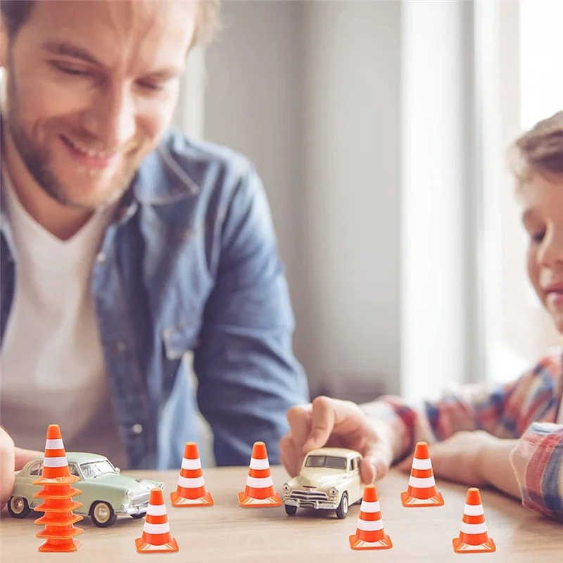 ODIES-14 ชิ้น Mini สามเหลี่ยมกรวยมินิจําลองความปลอดภัยกรวยสามเหลี่ยมกรวยแผนที่ที่จอดรถป้าย Roadblock, ป้ายขนาดเล็ก