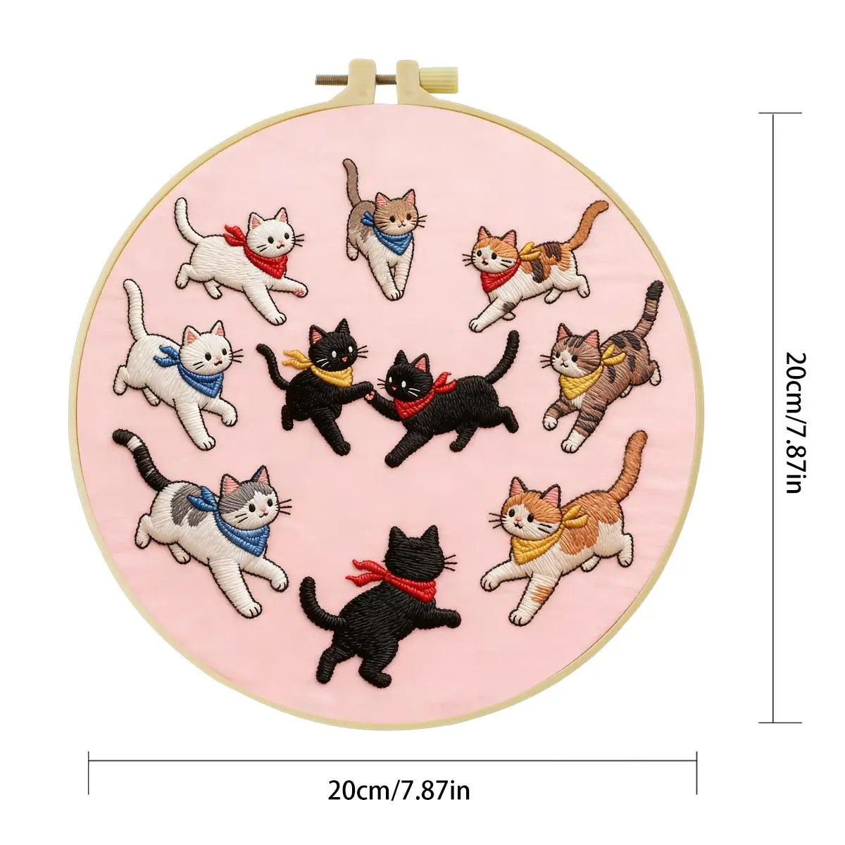1 Stück 20X20CM/15X15CM 7,87/6,3 Zoll Katzen-Stickerei-Starter-Kit DIY-Kit DIY-Stickerei-Set Handarbeiten Malerei – Detail 3