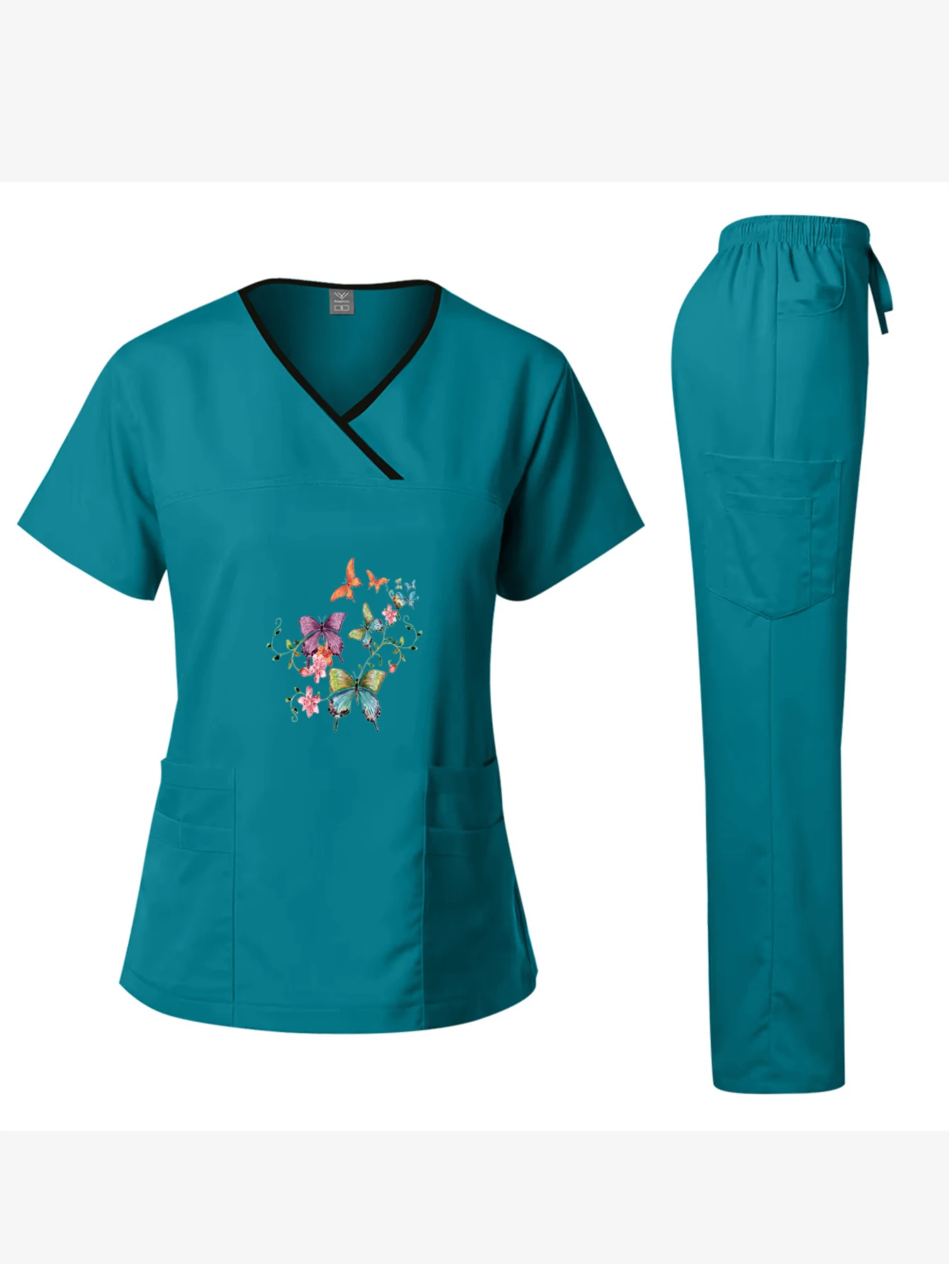 Pro-Motion bedruckter Peeling-Anzug: Flüssigkeitsbeständiges geteiltes medizinisches Set |   Hochleistungs-Labor- und Chirurgiebekleidung für aktive Krankenschwestern