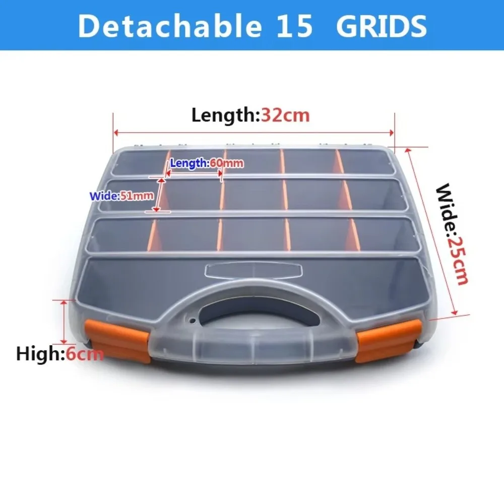 15 Grids Screw Storage Box Plastic Adjustable Compartment Hardware Parts Storage Case Detachable Clear Tool Box Organizer