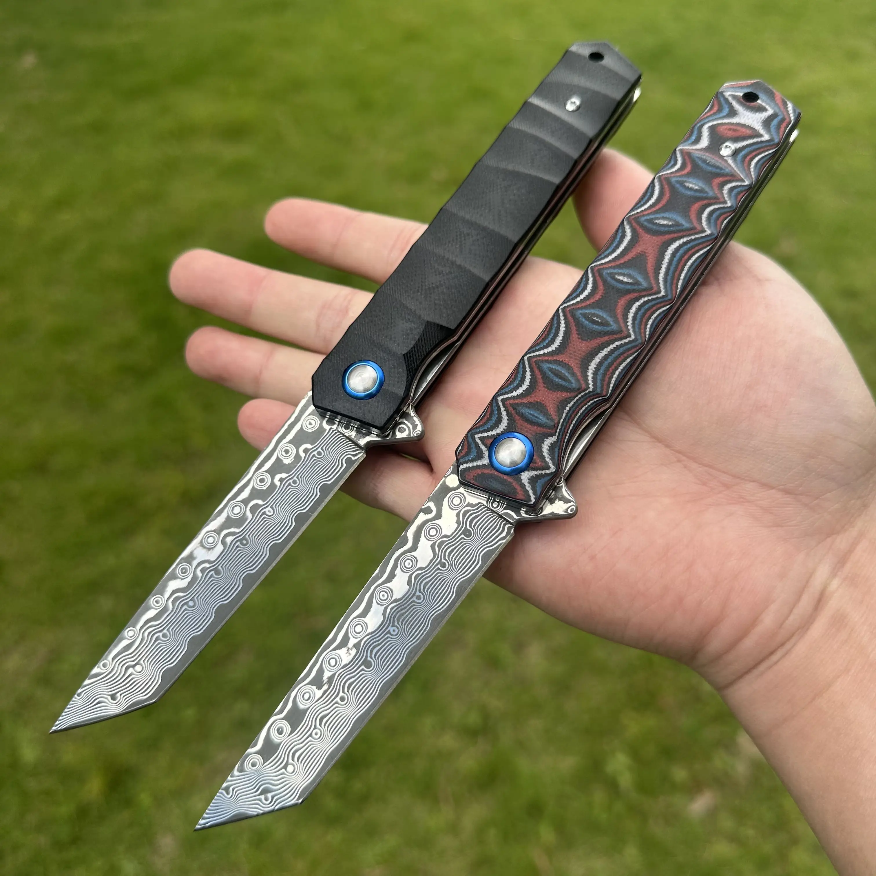 

Topwell Handmade TF1050 Japanese Foding Knife Damascus VG10 Blade G10 Solid Handle Smooth Opening Outdoor EDC Perfect Gift