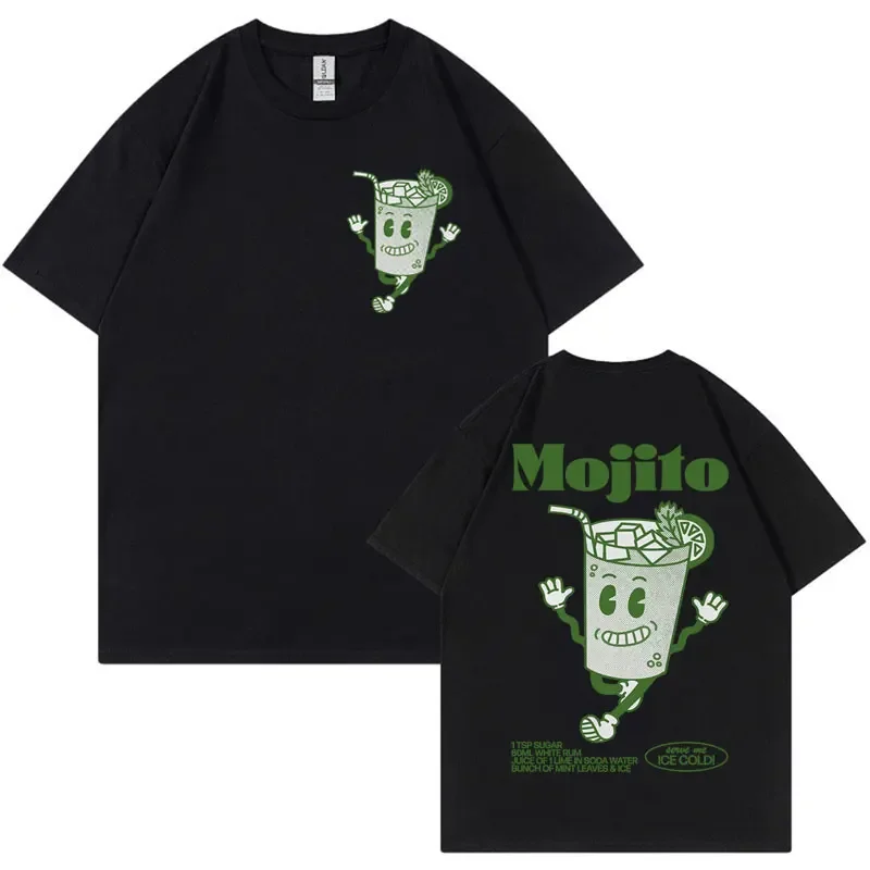 Funny MOJITO Cocktail Meme T-shirts Men Women's Harajuku Vintage Cartoon T Shirt Fashion Kawaii Aesthetic Oversized T-shirt Tops