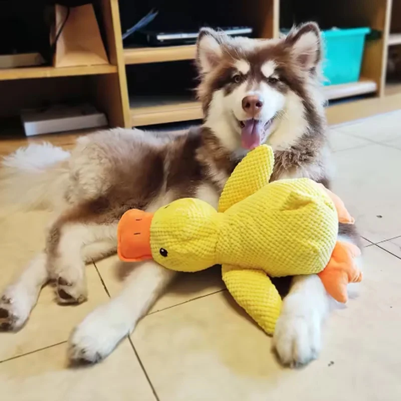 Cute Plush Squeaky Dog Toy Stomping Duck Bite Resistant Teeth Cleaning Interactive Puppy Toy