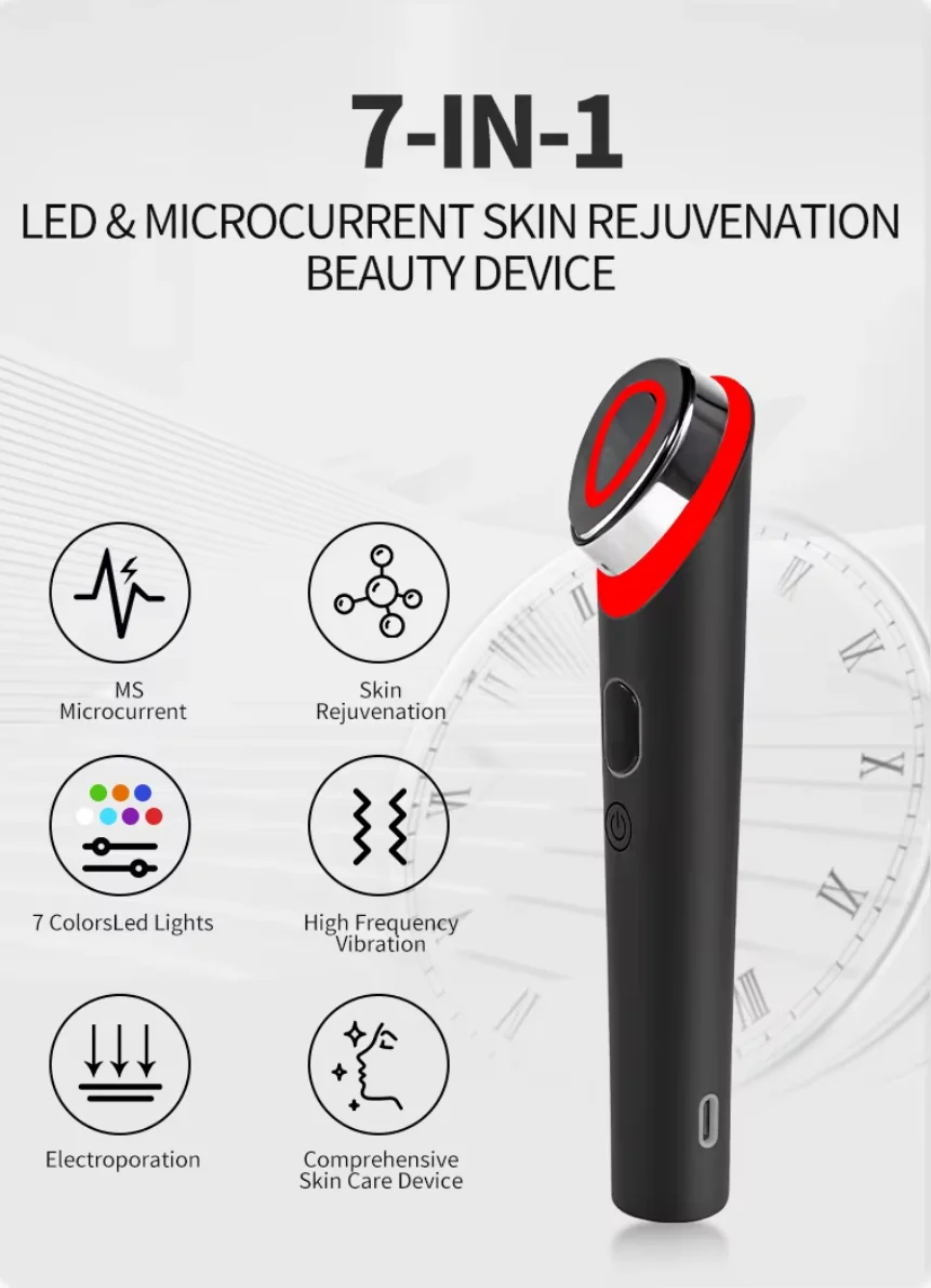 الجملة Age-R Booster Pro جهاز تجميل محمول متعدد الوظائف للعناية بالبشرة وإزالة التجاعيد يتميز بالعلاج بالضوء LED #3