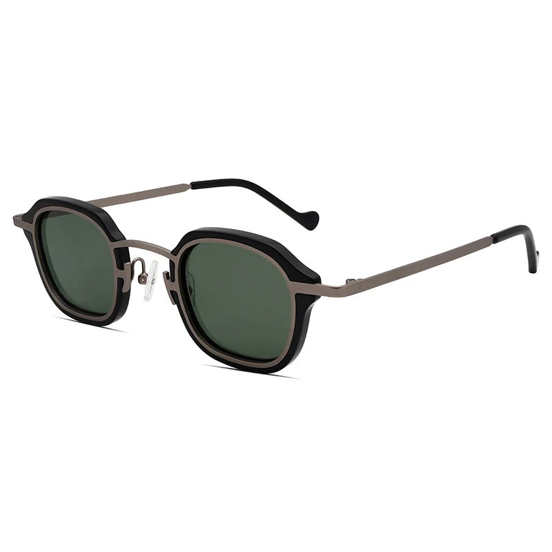 

FocusAid Women's Retro Punk Design Metal Acetate Sunglasses Men's Fashion Punk Cool Square Sunglasses UV400 Colored Nylon Lenses