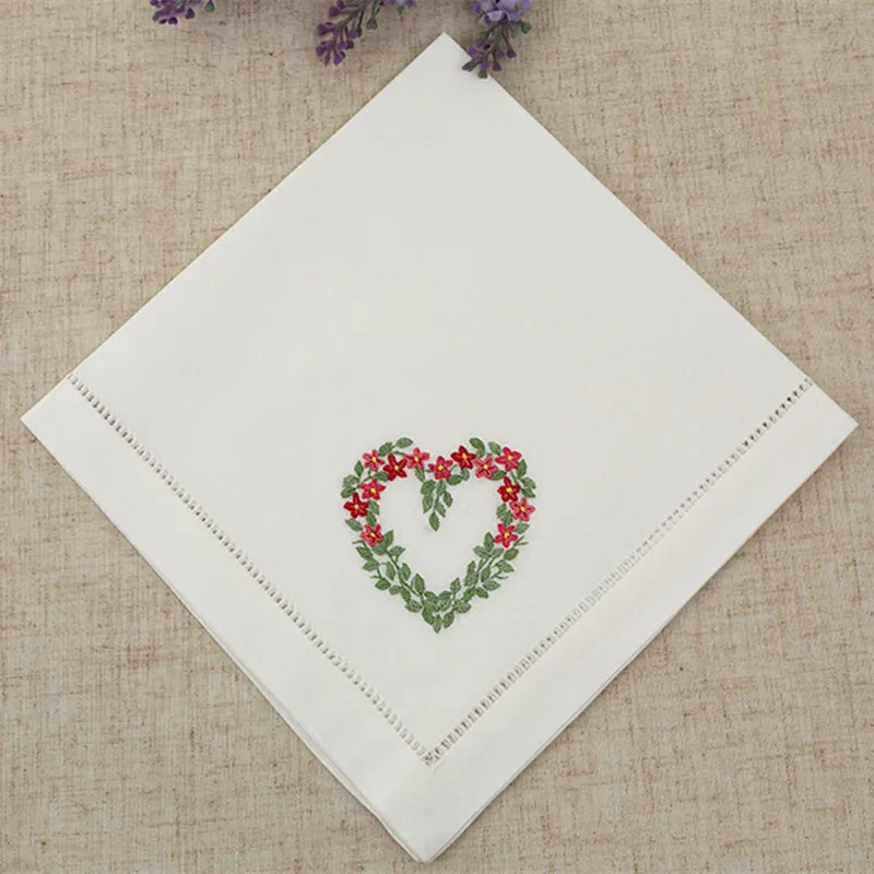 2pcs Simple Natural Hand-embroidered Silk Square American Cotton Embroidery Gift Handkerchief Men's Napkin Souvenir