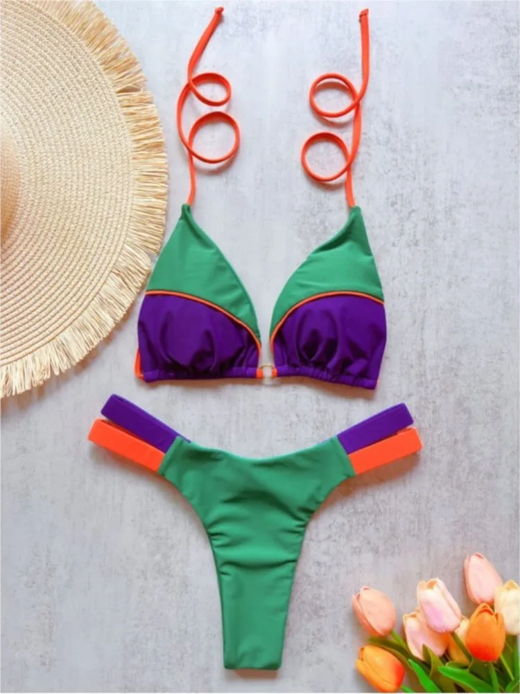 Mulher de banho maiô sexy biquíni novo push up biquinis conjunto brasileiro maiô feminino beachwear biquini ternos de duas peças 2025