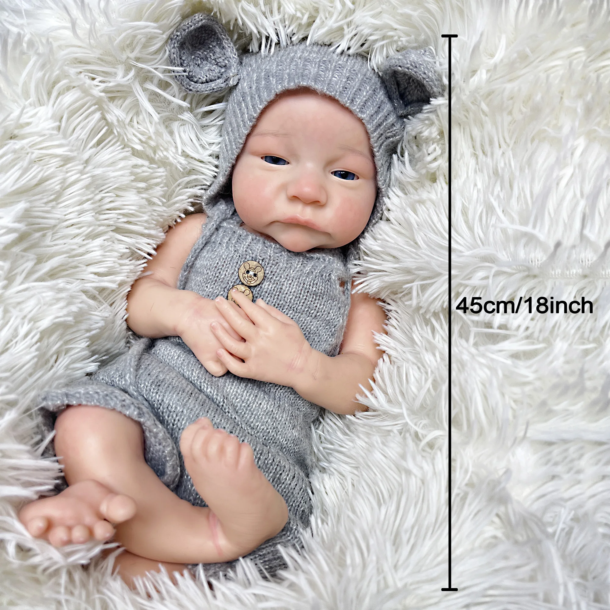 45CM Full Body Solid Silicone Bebe Reborn Family's Gift Muñeca Corpo De Silicone Inteiro Levis Girl Whole Silicone Reborn Doll