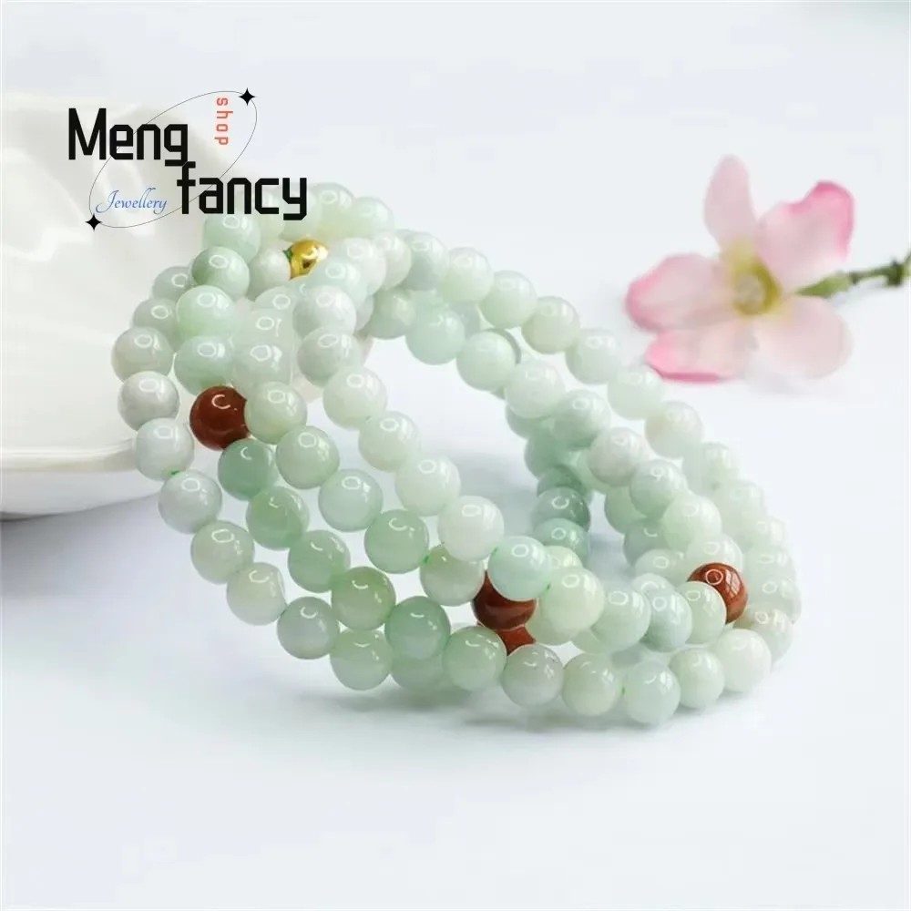 Natural A-goods Jadeite Duo Bao 108PCS Buddha Beads Strings Jade Necklace Bracelet Exquisite Elegant High-grade Fashion Jewelry