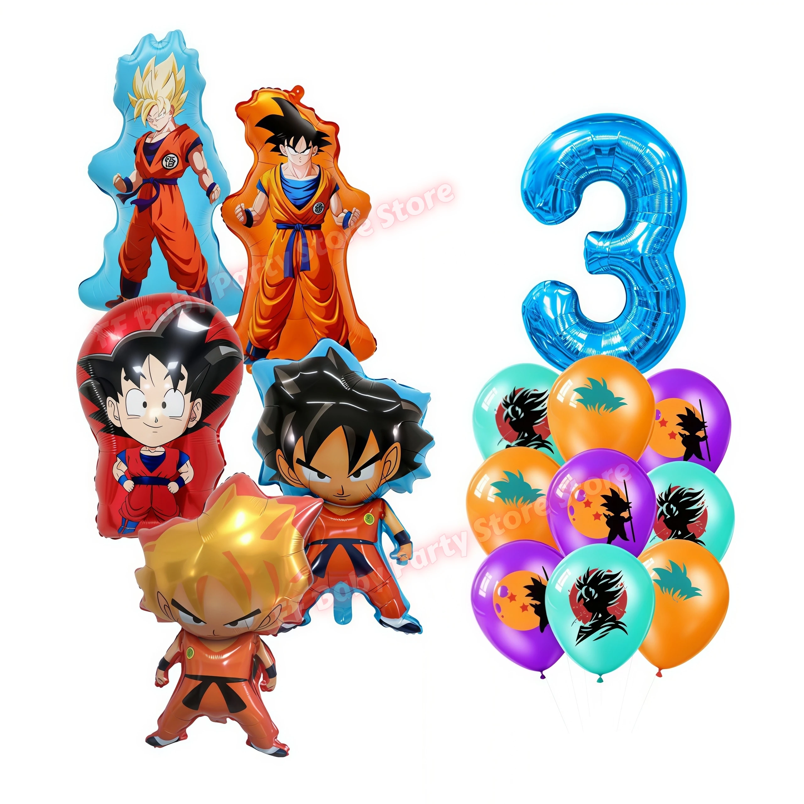 Dragon Ball Geburtstagsparty-Zubehör Son Goku Luftballons Pappbecher Teller Schlüsselanhänger Armbänder Jungen Party-Favoriten Geburtstagsdekoration – Detail 4