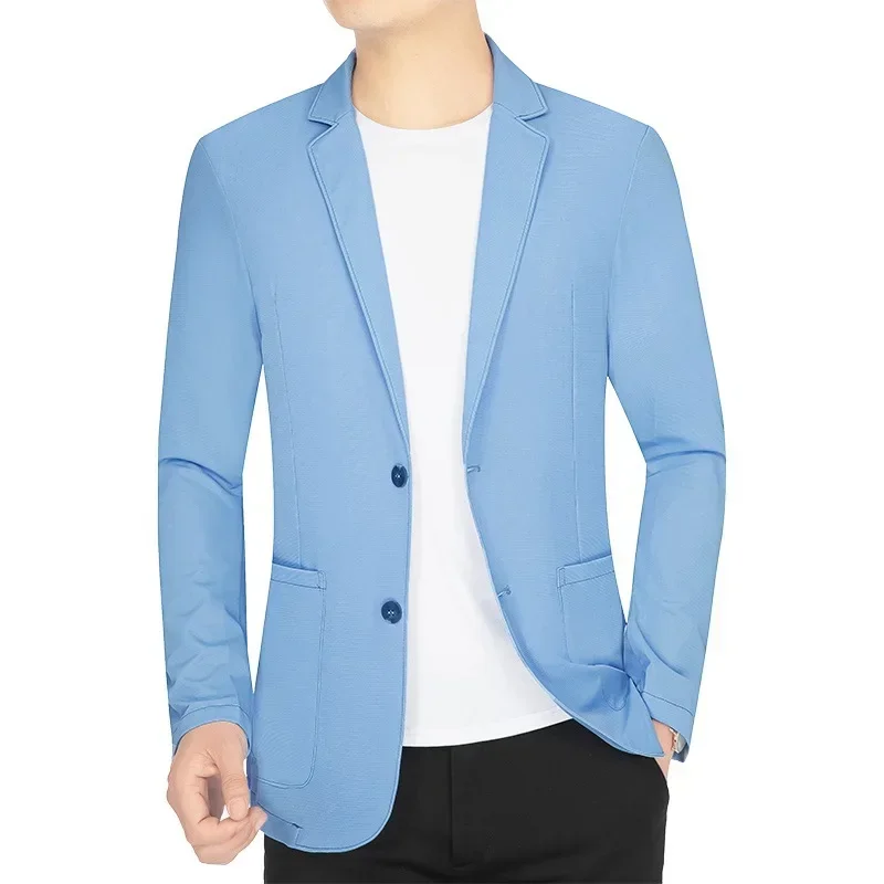 New Summer Men Mesh Quick Drying Blazers Jackets Quality Thin Breathable Blazers Coats Man Solid Business Casual Suits Coats 4XL