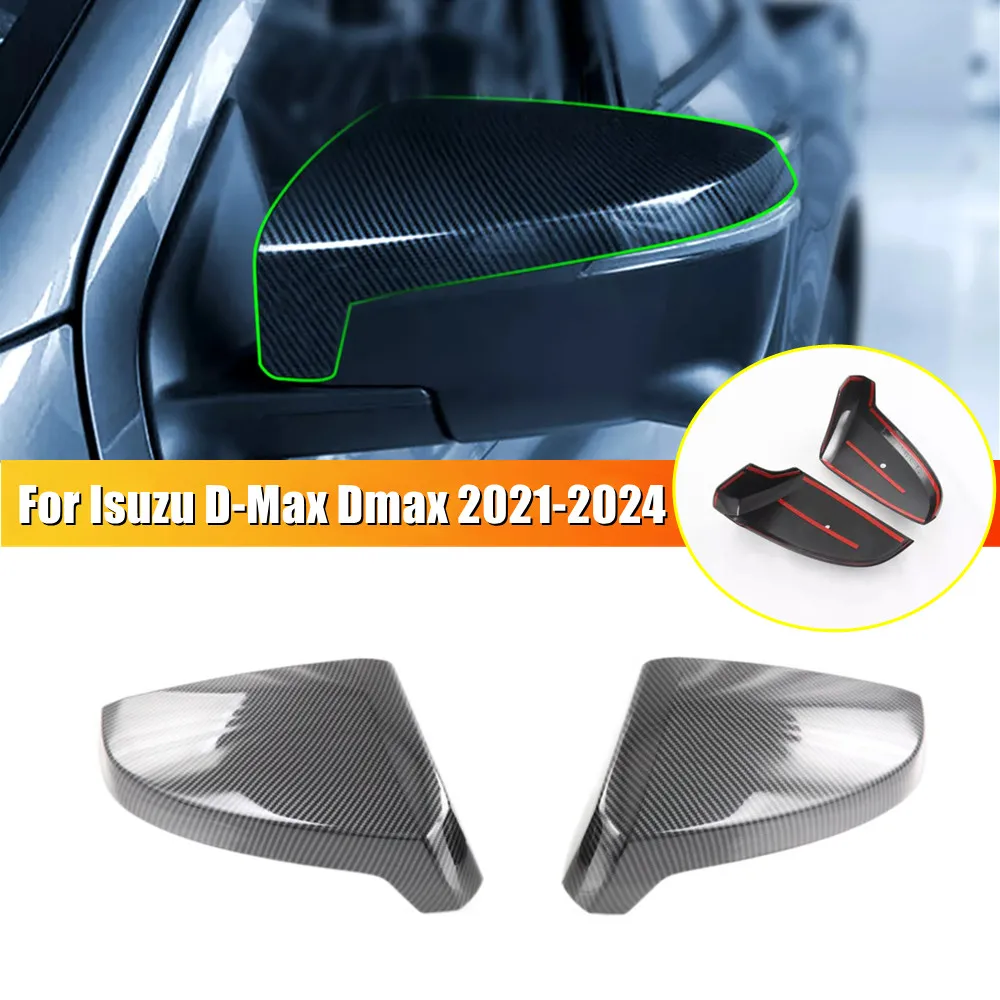 

For Isuzu D-Max Dmax 2021 2022 2023 2024 ABS Car Rearview Side Mirror Cover Wing Cap Exterior Door Housing Trim Adhesive Sticker