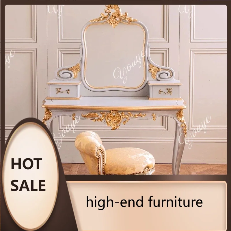 

PW 1, французский комод из массива дерева с резьбой по дереву, золотой комод, модель виллы для главной спальни, стол для макияжа, французский свет, роскошный элитный комод