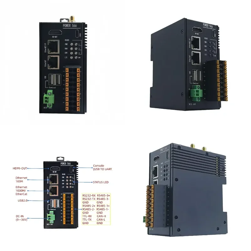 Industrial Edge Controller Rockchip Quad Core IoT 4G Lte CAN RS232 RS485 Ubuntu 24.04 Linux Gateway Mini PC IOT Controller