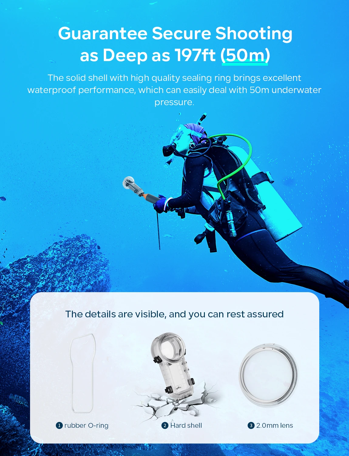 (完売) クイックリリースマウントインビジブルダイビングケース Insta360 X4 アクセサリーアクションカメラ防水ハウジング用