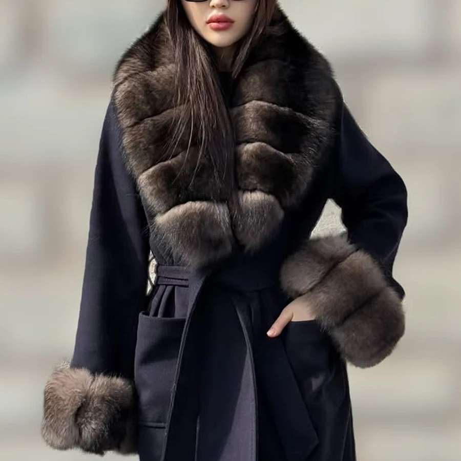 

Natural Fox Fur Trim For Coat Detachable Fur Collar Cuffs Blends Effortlessly With Coats Women Best Selling Real Fur Accessory